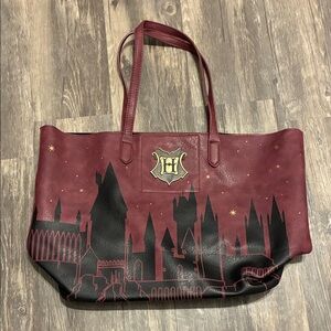 Hogwarts Crest Burgundy Tote Bag